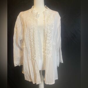 Women’s White Lace Open Cardigan with buttons, 2XL